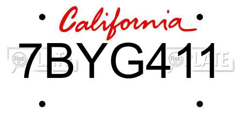 7BYG411 California License Plate