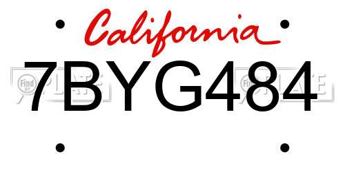 7BYG484 California License Plate
