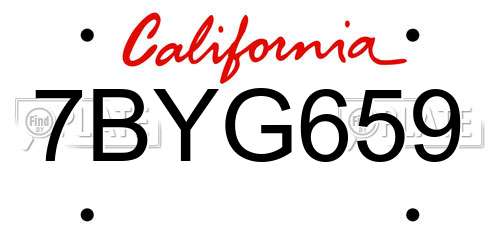 7BYG659 California License Plate
