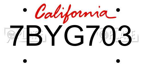 7BYG703 California License Plate