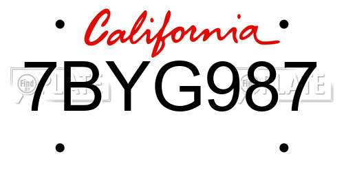7BYG987 California License Plate