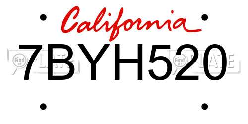 7BYH520 California License Plate