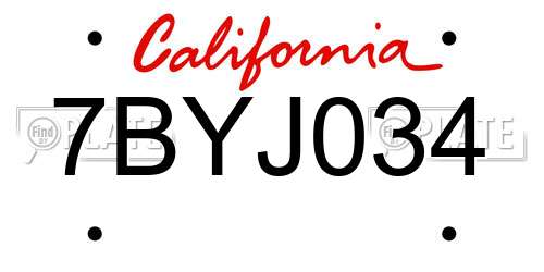 7BYJ034 California License Plate