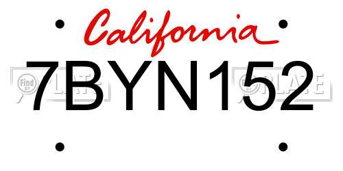 7BYN152 California License Plate