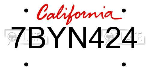 7BYN424 California License Plate