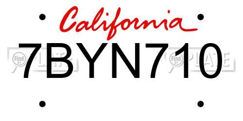 7BYN710 California License Plate