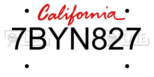 7BYN827 California License Plate