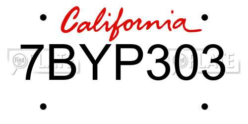 7BYP303 California License Plate