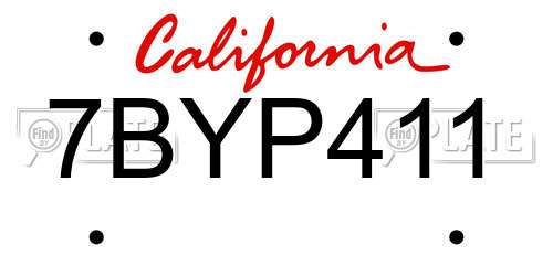 7BYP411 California License Plate