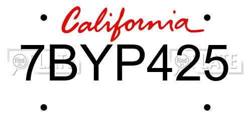 7BYP425 California License Plate