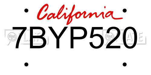 7BYP520 California License Plate