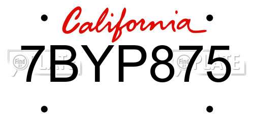 7BYP875 California License Plate