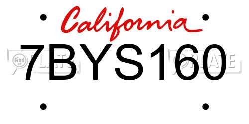 7BYS160 California License Plate