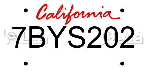 7BYS202 California License Plate