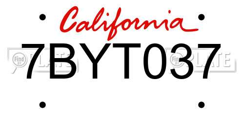 7BYT037 California License Plate