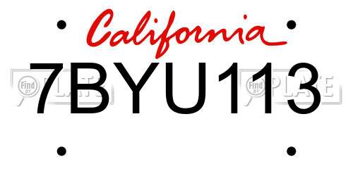 7BYU113 California License Plate