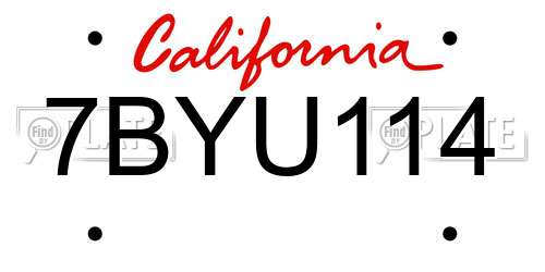 7BYU114 California License Plate