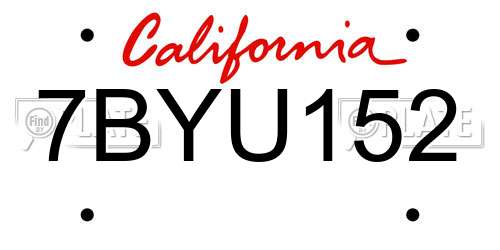 7BYU152 California License Plate