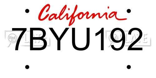 7BYU192 California License Plate