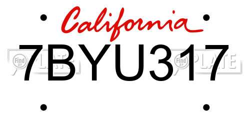 7BYU317 California License Plate