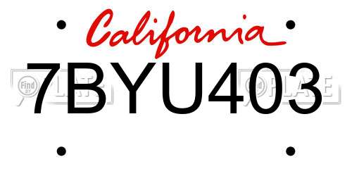 7BYU403 California License Plate