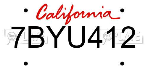 7BYU412 California License Plate