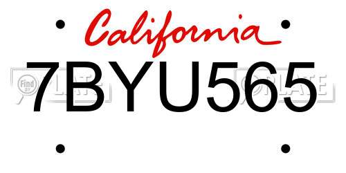 7BYU565 California License Plate
