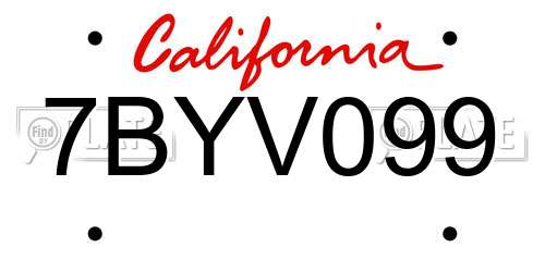 7BYV099 California License Plate
