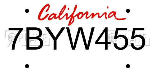 7BYW455 California License Plate