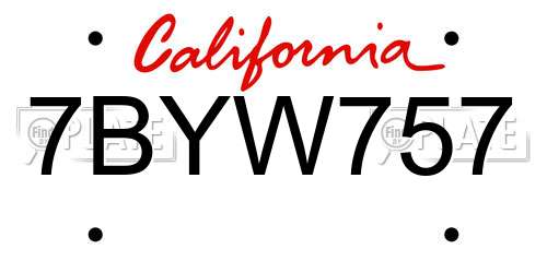 7BYW757 California License Plate