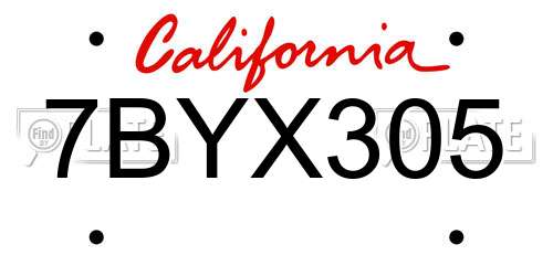 7BYX305 California License Plate