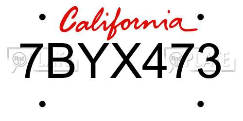 7BYX473 California License Plate