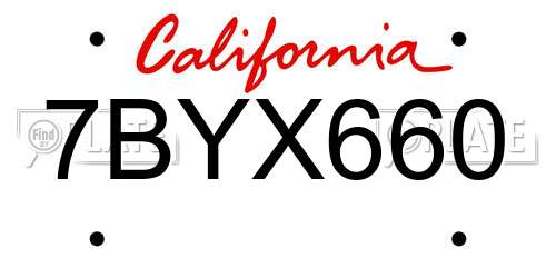 7BYX660 California License Plate
