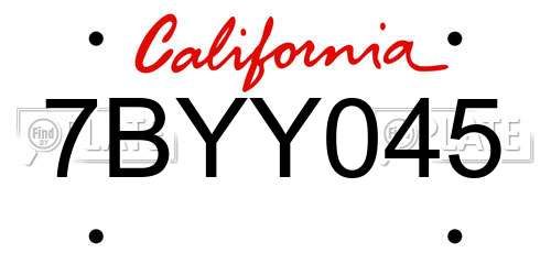 7BYY045 California License Plate