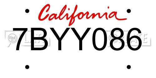 7BYY086 California License Plate