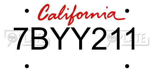 7BYY211 California License Plate