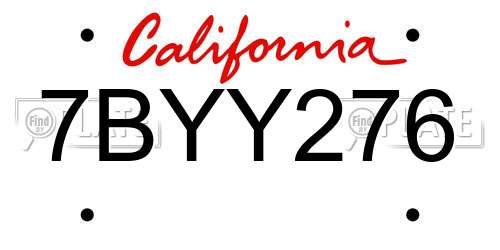 7BYY276 California License Plate