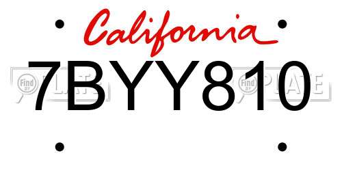 7BYY810 California License Plate