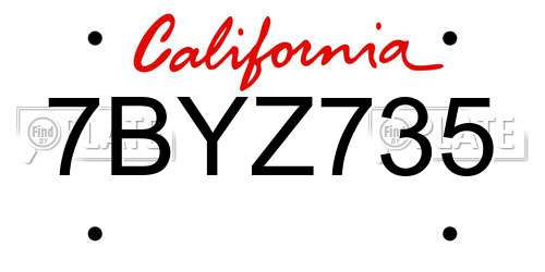 7BYZ735 California License Plate