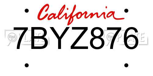 7BYZ876 California License Plate
