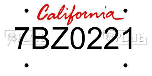 7BZ0221 California License Plate