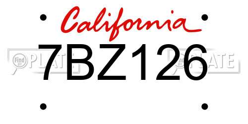 7BZ126 California License Plate