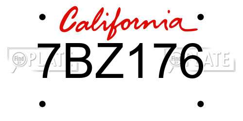 7BZ176 California License Plate