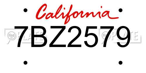 7BZ2579 California License Plate