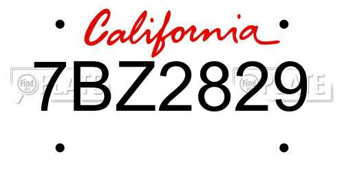 7BZ2829 California License Plate