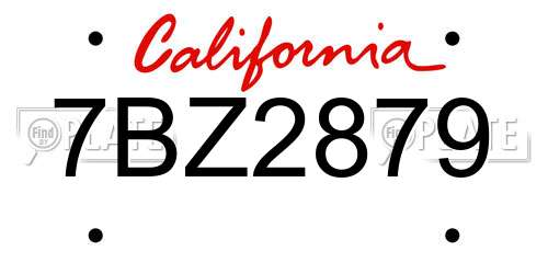 7BZ2879 California License Plate
