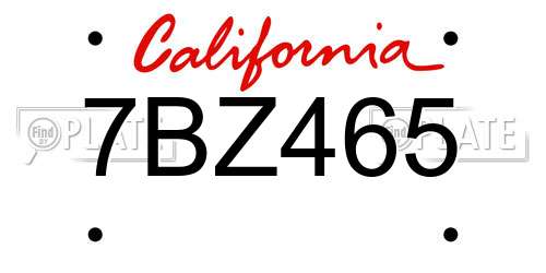 7BZ465 California License Plate