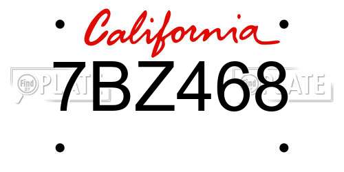 7BZ468 California License Plate