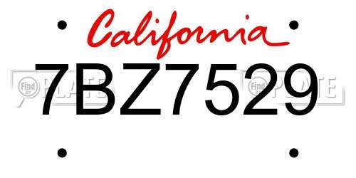 7BZ7529 California License Plate