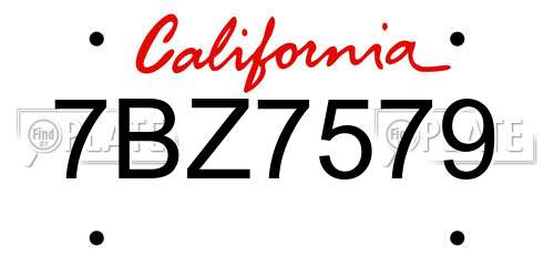 7BZ7579 California License Plate